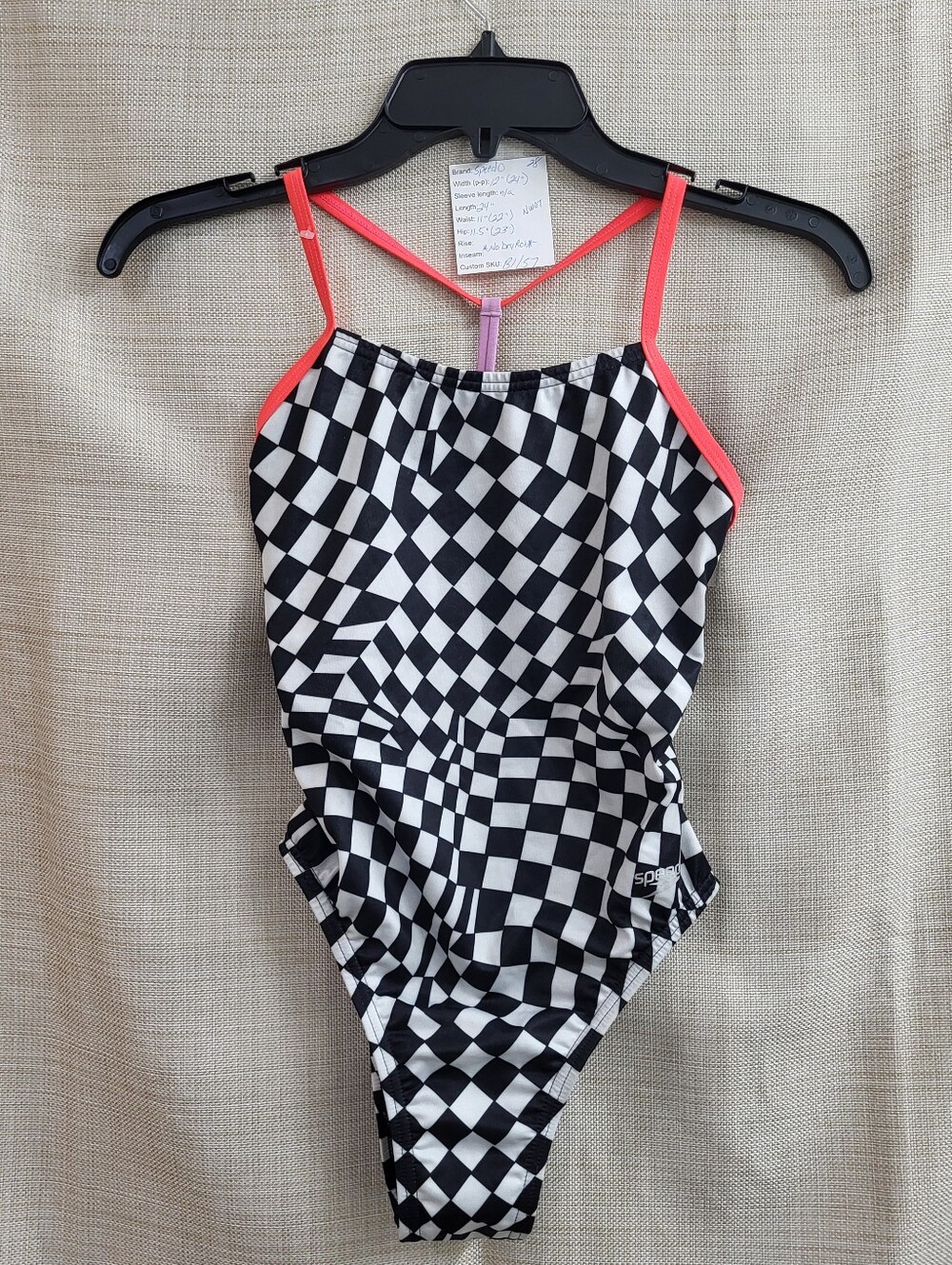 Speedo Eco Endurance Black White T Back One Piece Swimsuit Women’s Size 28(S)